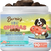 Bernie's OMG! Omegas 5X Extra Strength Omega-3 DHA + EPA Dog Supplement, Salmon Flavor, 90 Count