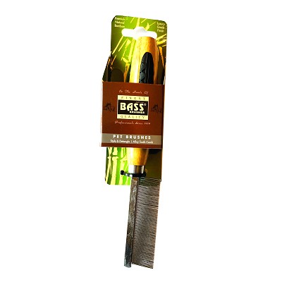 Bass Alloy Detangling Fine Tooth Comb with Bamboo Handle for Dogs & Cats