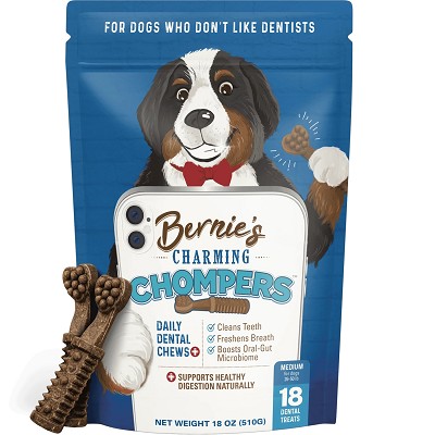 Bernie's Charming Chompers Daily Dental Chews Medium Dog Dental Treats, 18 count