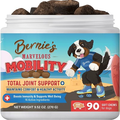 Bernie's Marvelous Mobility Hip & Joint Dog Supplement Soft Chews, 90 Count