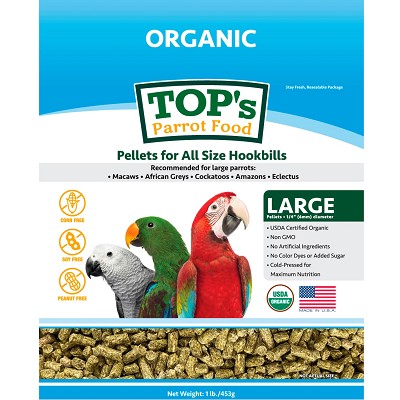 TOP's Parrot Food Organic Large Pellets Bird Food, 1-lb bag