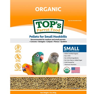 TOP's Parrot Food Organic Small Pellets Bird Food, 1-lb bag
